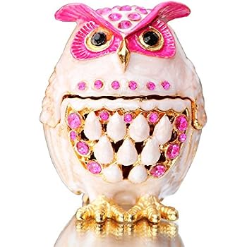 Waltz&F Peace Dove Trinket Box - Hand-painted Rhinestone Hinged Jewelry Box & Ring Holder