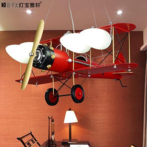 LTERD Vintage children's room ceiling chandelier creative personality boys bedroom Red aircraft lights led lamps in the room of children creative chandelier 687180cm,white