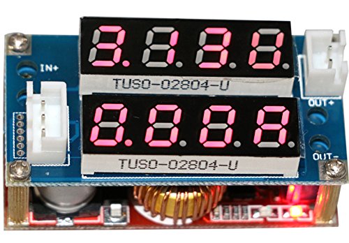 Yeeco DC-DC Buck Converter Voltage Volt Regulator 5-30V to 0.8-29V Step Down Power Supply Module Transformer Min Constant Adjustable Dual LED Display Red LED Ammeter Voltmeter Amp/Volt Current Volt Gauge Tester