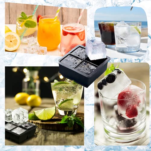 Olywee 3er Pack Eiswürfelschalen-Schwarzes Silikon 4 Riesen Eisball Würfelhersteller + 3D Schädel Eisbehälter Schädel… – Bild 8