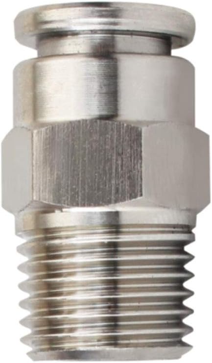 Avanty Stainless Steel 304 Push to Connect Fitting, Male Connector/Adapter (2, 8mm OD x 1/2" NPT Male)