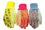 G & F 1852-3 Women Soft Jersey Garden Gloves, Women Work Gloves, 3-Pairs Green/Pink/Blue per Pack