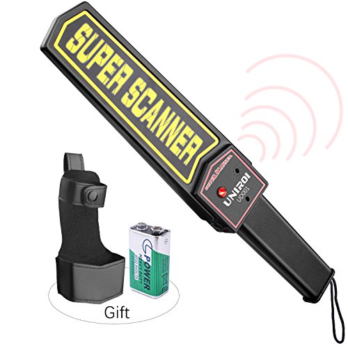UNIROI Hand Held Metal Detector Wand Security Scanner with 9V Battery, Belt Holster, Adjustable Sensitivity, Optional Sound & Vibration Modes for Airport, Open Port, Frontier, Company Entrance UD001