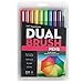 Tombow Dual Brush Pen Art Markers Set = Primary Colors (10 color pack) + Bright Colors (10 color pack)