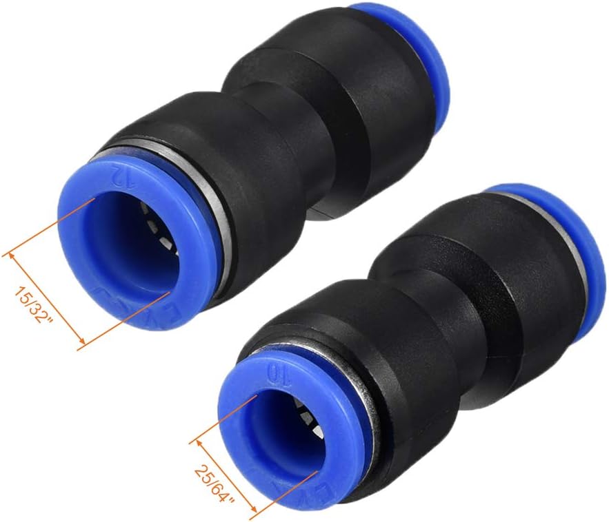 sourcing map 4pcs Push to Connect Fittings Tube Connect 15/32" to 25/64" OD Reducing Straight Union Push Fit Fittings Tube Fittings Push Lock Blue - Image 3