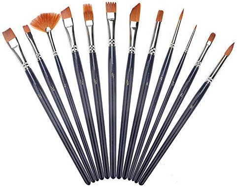 Aoyooh Paint Brushes 12 Set Professional Paint Brush Round Pointed Tip Nylon Hair artist acrylic brush for Acrylic Watercolor Oil Painting