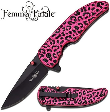 FF-A006PKL FEMME FATALE SPRING ASSISTED KNIFE yp8314fdu ffask ekwlq lc8p14jd dkw345 ghjdka1 SPRING ASSISTED "3""" 3MM THICK BLADE, STAINLESS STEEL BLACK BLADE WITH w6j1al57 PINK RHINESTONES e743le692