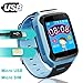 Smart Watch for Girls Boys - GPS Locator Pedometer Fitness Tracker Touch Camera Games Light Touch Anti Lost Alarm Clock Smart Watch Bracelet Compatible with iOS Android Birthday Gift (Blue)