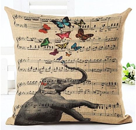 BrockOutletStore Pillowcases The elephant's singing music, colorful butterfly 18x18(inches)