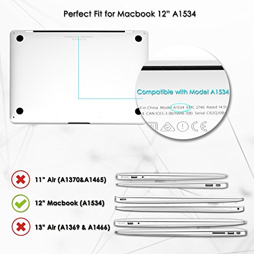 TOP CASE - 2 in 1 Bundle Deal Apple the Macbook 12-Inch 12" Retina Display Laptop Computer Rubberized Hard Shell Case Cover and Keyboard Cover for Model A1534 (Release 2015) - Serenity Blue