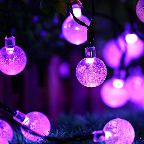 image for Icicle Halloween Solar String Lights, 20ft 30 LED Outdoor Globe Crysta