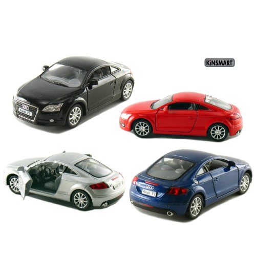 Set of 4: 5 2008 Audi TT Coupe 1:32 Scale (Black/Blue/Red/Silver) by Kinsmart