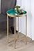 Kate and Laurel Celia Round Metal Foldable Tray Accent Table, Teal and Gold