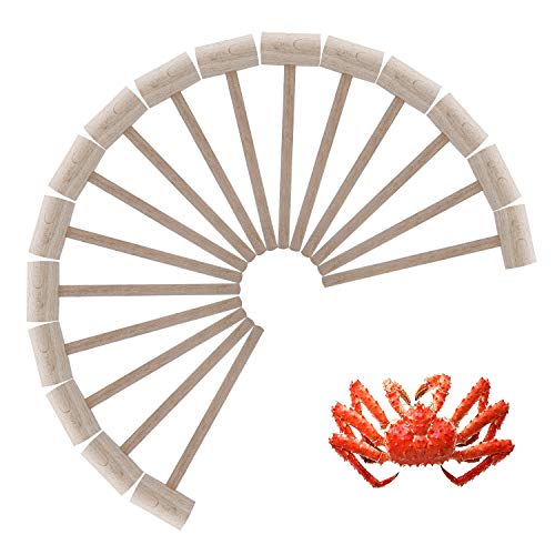 16Pcs Wooden Crab or Lobster Mallets, Nature Hardwood