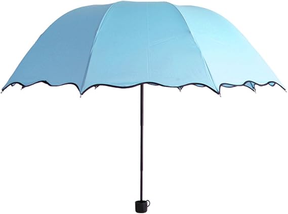 Amazon Co Jp Positiveliving 折りたたみ傘 日傘 雨傘 三つ折り 晴雨兼用 梅雨対策 波打つデザイン Uvカット かわいい おしゃれ ミニ折りたたみ傘 5色展開 ブルー 服 ファッション小物