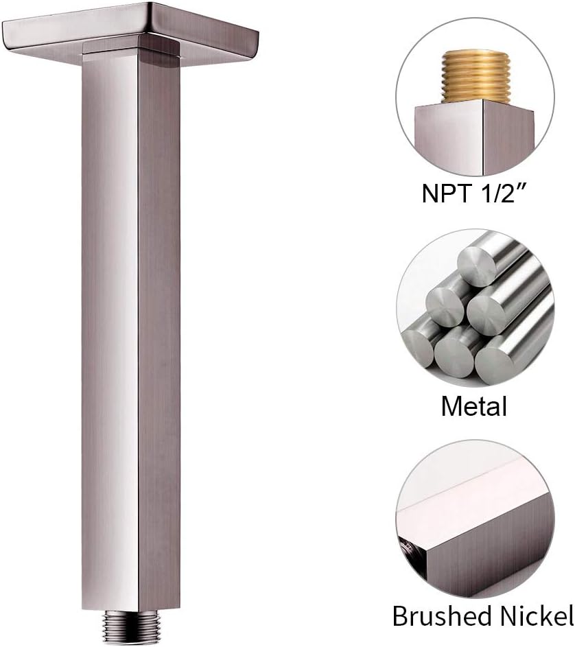 SR SUN RISE 12 Inches Brushed Nickel Shower System Bathroom Luxury Rain Mixer Shower Combo Set Ceiling Mounted Rainfall Shower Head Faucet (Contain Shower Faucet Rough-In Valve Body and Trim) - - 