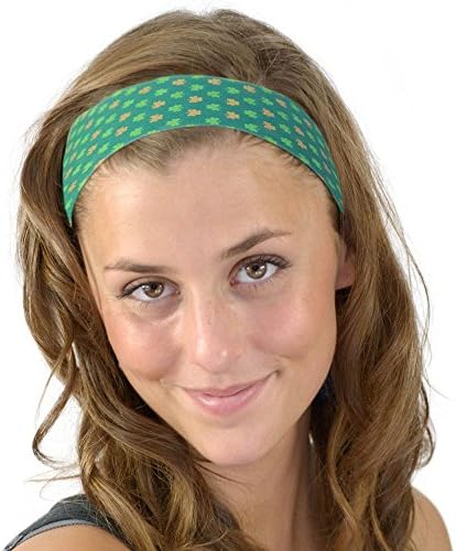 St. Patricks Day Gold and Green Mini Clovers Fun Soft Skinny Headband One Size