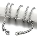 Men's 3mm Silver Stainless Steel Necklace Rope Chain, 23 Inch