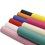 David Angie 10 Pcs Solid PU Synthetic Leather Canvas Back 8" x 13" (20cm x 34cm) Perfect for Making Hair Bow Wallet Handbags Dressing Sewing Crafting DIY Projects(Bright Color Leather)