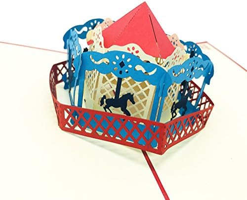 Merry Go Around - WOW 3D Pop Up Greeting Card for All Occasions - Birthday, Congratulations, Good Luck, Anniversary, Get Well, Love, Good Bye …