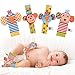 ThinkMax Baby Rattle, 4PCS Baby Wrist Rattle and Foot Rattles Finder Socks Set, Developmental Soft Animal Rattles Infant Baby Toys (Monkey and Elephant)
