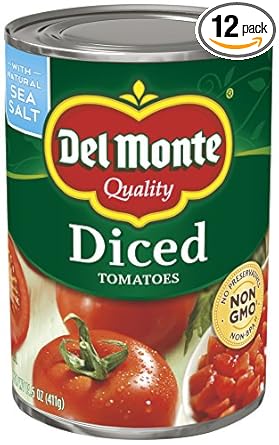 Amazon Com Del Monte Canned Diced Tomatoes With Natural Sea Salt 14 5 Ounce Pack Of 12 Canned And Jarred Diced Tomatoes Grocery Gourmet Food
