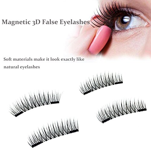 Eyelashes Magnetic Adhesives Extension Set With Applicator Tweezers Double Magnetic No Glue Needed Easy to Apply Soft False Eyelash for Natural Look (2 Pairs)