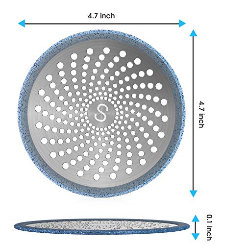 STAN BOUTIQUE Shower Hair Drain Trap | Catcher Stall Protector Strainer Flat Cover Stopper for Bathrooms Stainless Steel and Silicone for Easy Cleaning - 2 Pack