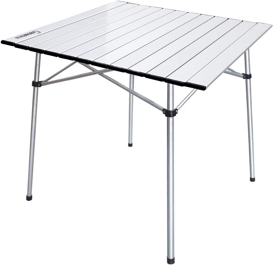 Growsun Folding Camping Table, Portable Aluminum Lightweight Square Camp Table w/Carry Bag for Outdoor and Indoor