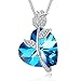 PLATO H Eternal Love Crystal Necklace for Women, Necklace, Rose and Love Pendant Necklace, Fashion Jewelry Gift for Mom, Girlfriend, Wife or Daughter on Birthday,Mother's Day, Blue