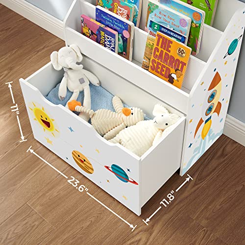 SONGMICS Kids Bookshelf, Toy Organizer, Chest and Bookcase with 3