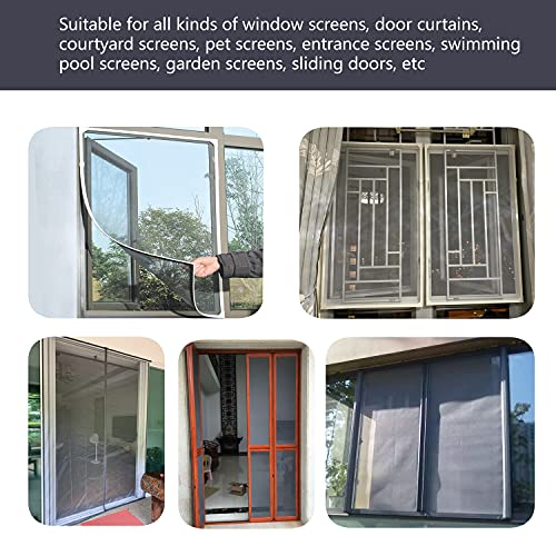 JOOFAN Window Screen Replacement, DIY Adjustable Polyester Fire-Retarded Mesh Window Screens Mesh for Window Doors, Patio Entry Porch Screens Mesh, Curtain Net(40\'\'X125\'\',Black)