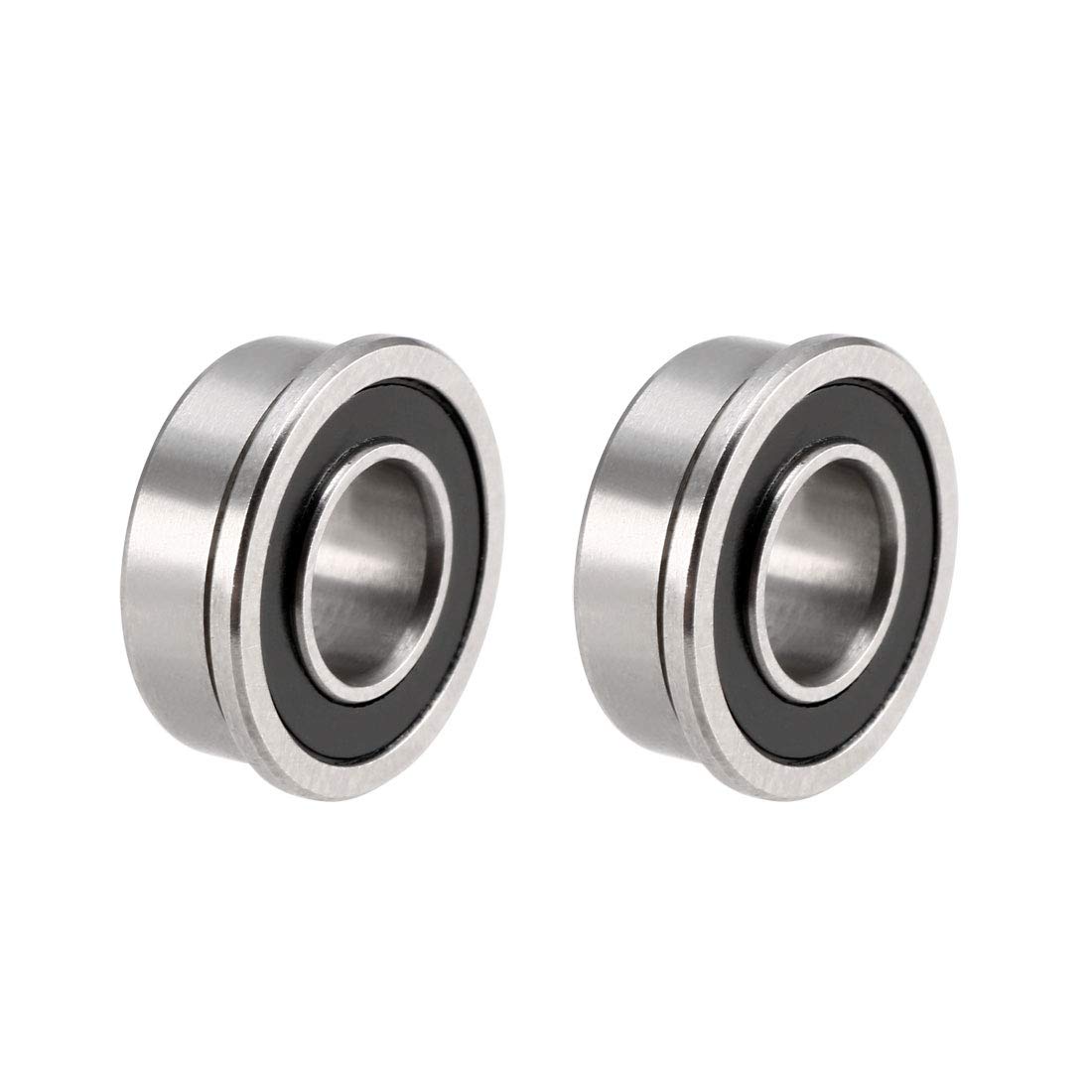 sourcing map FR188-2RS Flanged Ball 1/4" x 1/2" x 3/16" Double Sealed (GCr15) Chrome Steel Flange Rip Bearings 2pcs