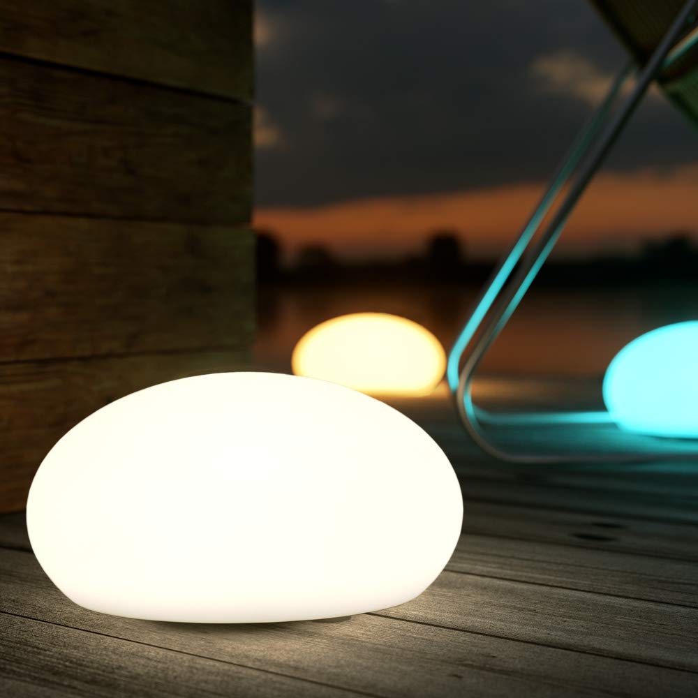Shapelights® Indoor Outdoor USB Chargeable Solar Powered Colour Changing Mood Lights - Mini Pebble 24cm