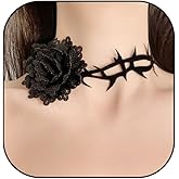 XUN Zhe Rose Flower Choker Necklace for Women Adjustable Velvet Big Large Floral Collar Necklace Exaggerated Spider Web Necklace Goth Halloween Costume Gift