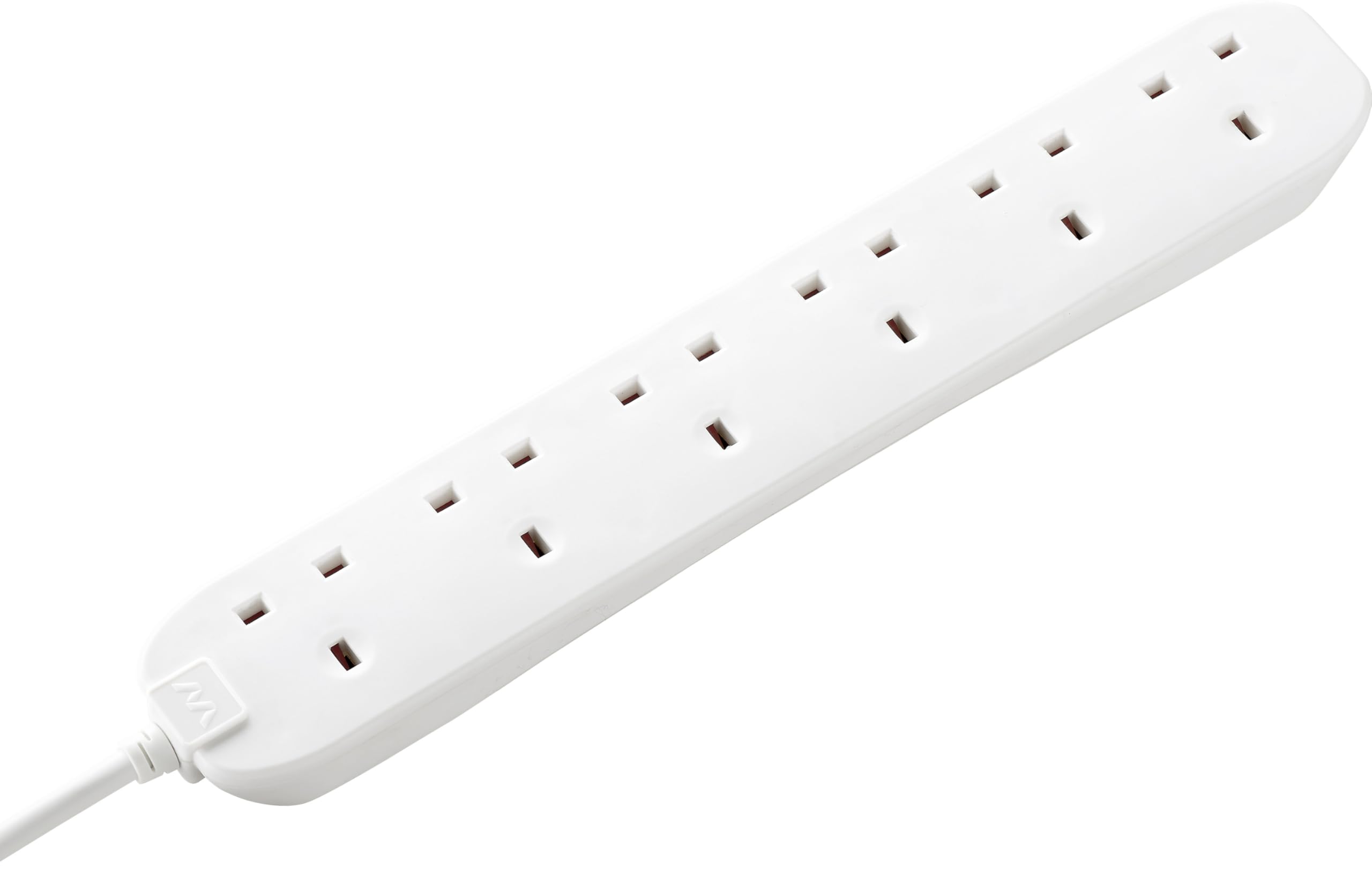 Masterplug Six Socket Extension Lead, 1 Metre Cable, Unswitched, 6-Way Plug Extension Cable, Power Strip, Basic Power, White, 13A, 6G, 1m, BSG110N