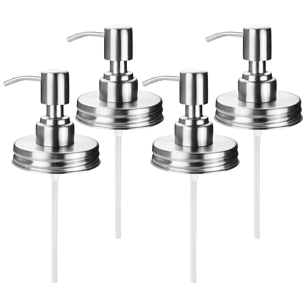 Cabilock 4pcs Soap Pump Lid for Jars Easy Install Lotion Dispenser Versatile Pump for Soap Shampoo and More Practical Bathroom Kitchen