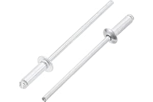 uxcell 100Pcs 3/32" x5/16 Aluminum Blind Rivets, Aluminum Grip and Steel Mandrel, Dome Head Long Split Rivets for Metal, Furn
