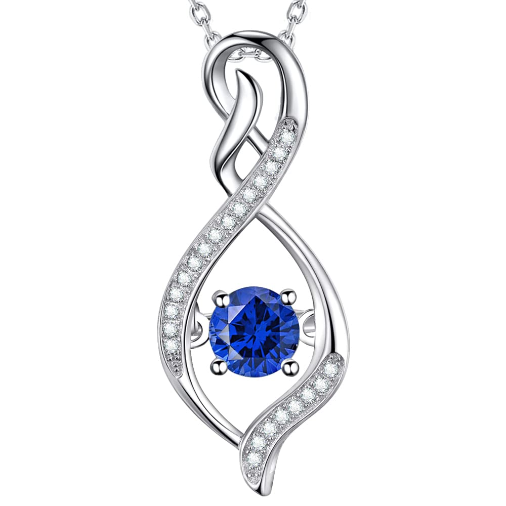 GinoMay Blue Sapphire Necklace Women Mothers Day Birthday Gifts Mum Forever Love Infinity Jewellery September Birthstone Her Sterling Silver — image 1