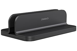 JOKItech Aluminum Laptop Vertical Stand Organizer, Sturdy Laptop Computer Holder Desktop Stand Compatible with New Retina Apple MacBook Pro/Air, Mac mini and iPad Pro - Black