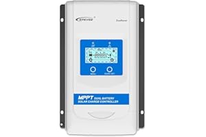 ISUNERGY EPEVER 30A MPPT Dual Battery Solar Charge Controller 12V/24V Auto Max. PV 100V DuoRacer 30 Amp Controller for RV Camper Caravan Boat Trailer fit for Sealed, Gel, Flooded, Lithium Battery