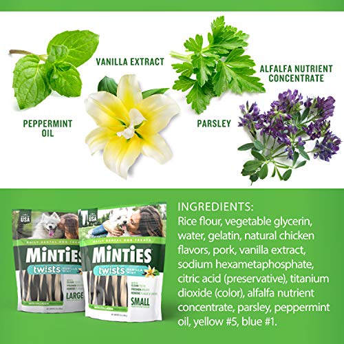 Minties Twists VetIQ Dog Dental Bone Treats, Dental Chews for Medium/Large Dogs (Over 40 Lbs