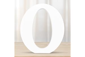 DEEZOMO 6 Inch 3D White Wooden Letters, Wooden Alphabet Wall Letter for Wall Decor Decorative - Wood Crafts Standing Letters Slices Sign Board Decoration for Party Decor DIY Craft (Letter O)