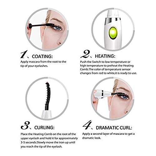 Heated Eyelash Curler with Comb Design Rechargeable, Electric Eyelash