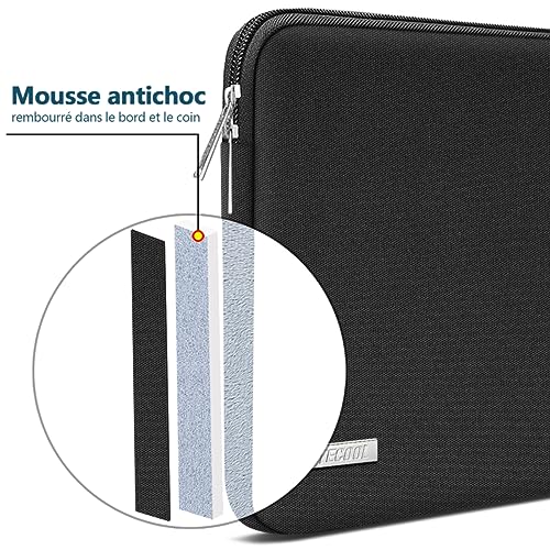 TECOOL 15 15.6 Inch Laptop Sleeve for 15.6 Inch HP Lenovo Dell Acer ASUS Chromebook Samsung Notebook, Protective Laptop Case 15.6 Inches Black
