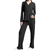 MANBEIYA Womens Pajama Sets 2 Piece Button Down Long Sleeve Soft Knitted Sleepwear Pjs Lounge Sets Nightwear