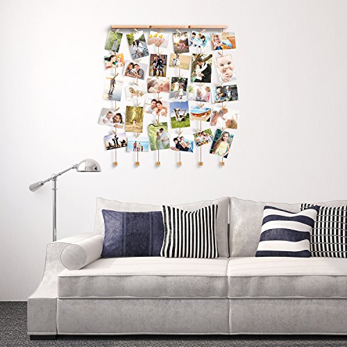 LoveKANKEI Wall Hanging Picture Frames 26 x 29 ” with 30 Wooden Clips