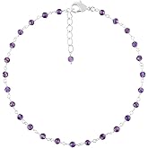 YANARA Gemstone Anklet for Women Dainty Boho Summer Beach Jewelry for Girls Handmade Rosary Charm Ankle Bracelets for her 9+1.5 inch Gifts For Her