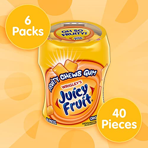 JUICY FRUIT Sugar Free Chewing Gum, Fruity Chews Original, 40 Piece Bottle (6 Pack) Pricepulse