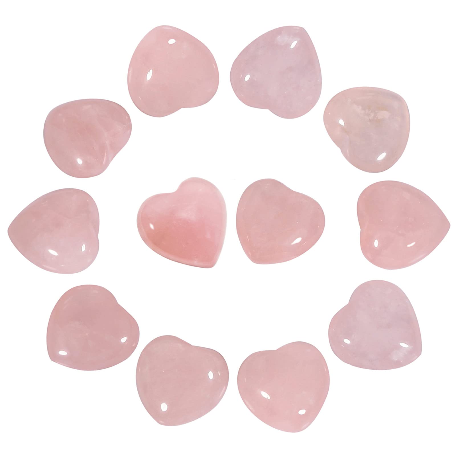 Nupuyai 12pcs Rose Quartz Crystal Heart Love Palm Worry Stone for Chakra Healing, Carved Stone for Home Decoration 1.5cm
